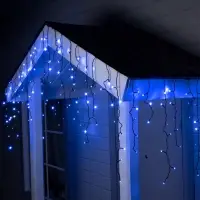 Гирлянда &laquo;Бахрома&raquo; 4&times;0.6 м, IP44, тёмная нить, 180 LED, свечение синее, мерцание белым, 220 В