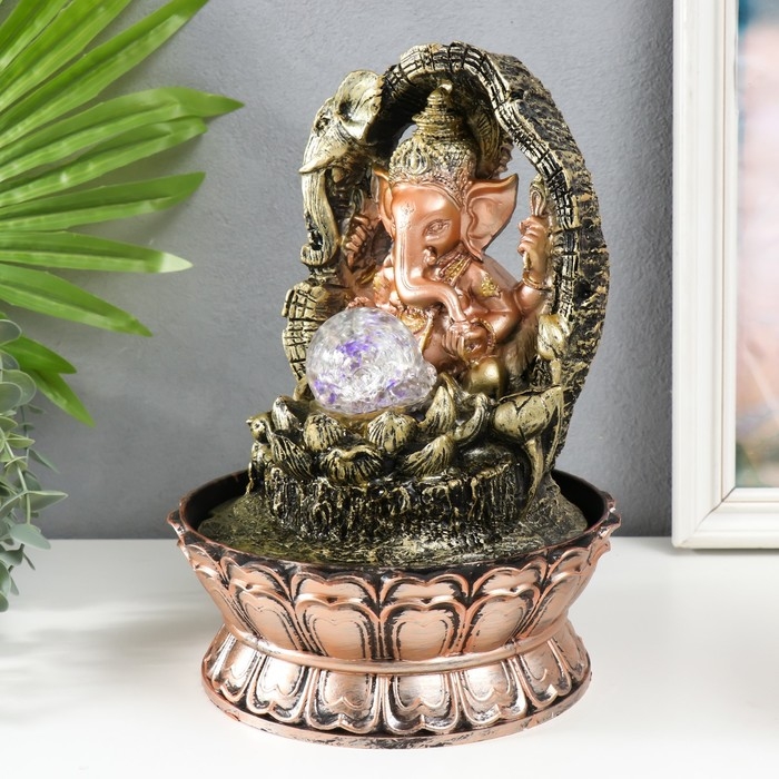 Фонтан настольный от сети, подсветка Фонтан настольный от сети, подсветка "Ганеша в арке с лотосом" 28,5х20,5х20,5 см