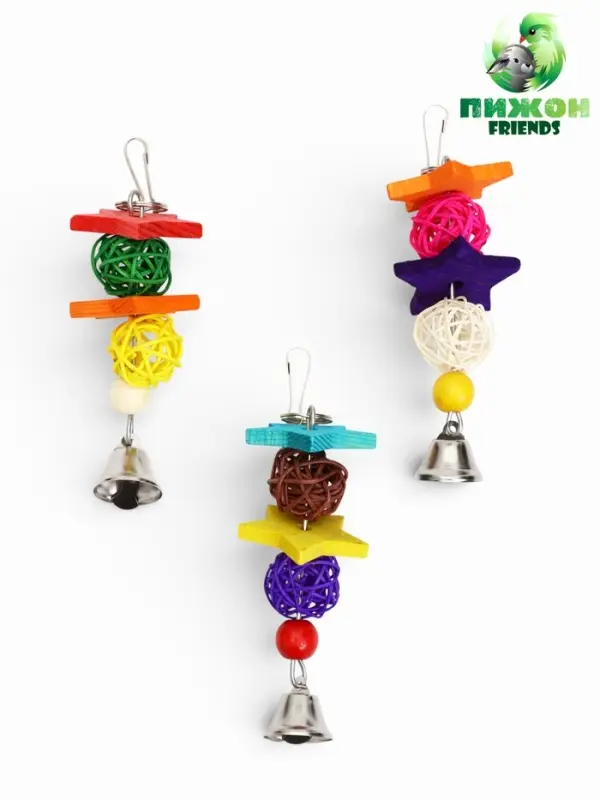 Игрушка для птиц "Лоза-звезда", 16 см, микс цветов