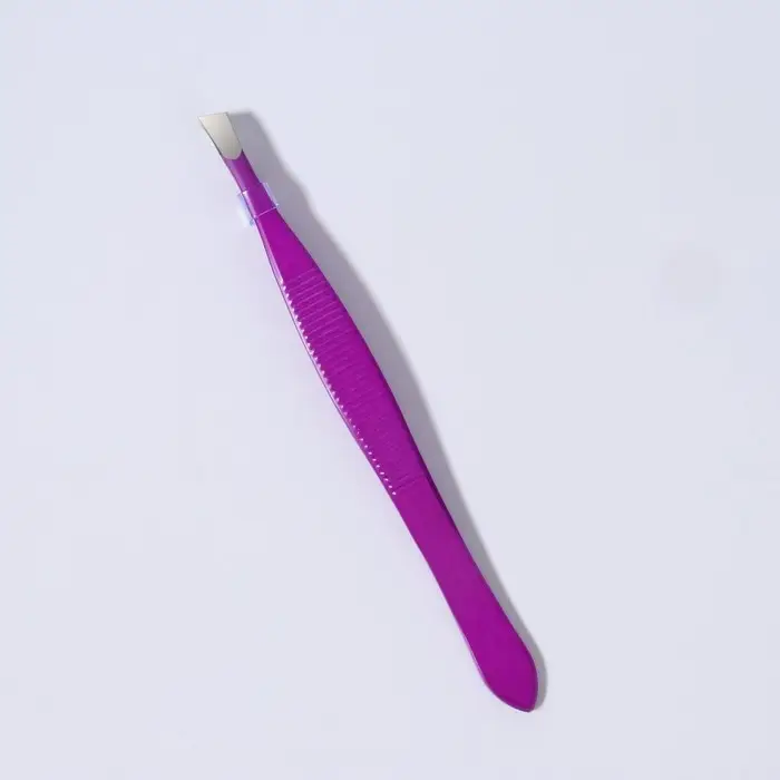 Пинцет скошенный, узкий, 9 см, МИКС