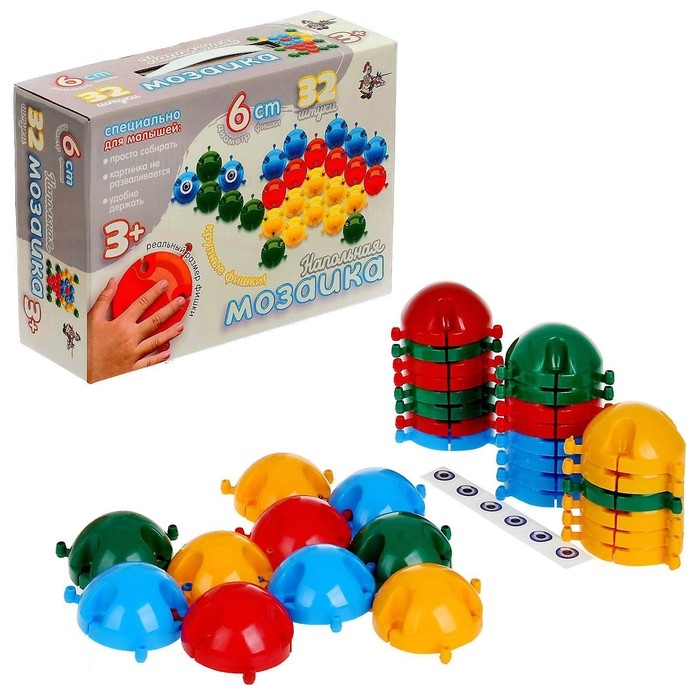 Мозаика напольная с крупными фишками, 32 элемента, d = 60 мм Мозаика напольная с крупными фишками, 32 элемента, d = 60 мм