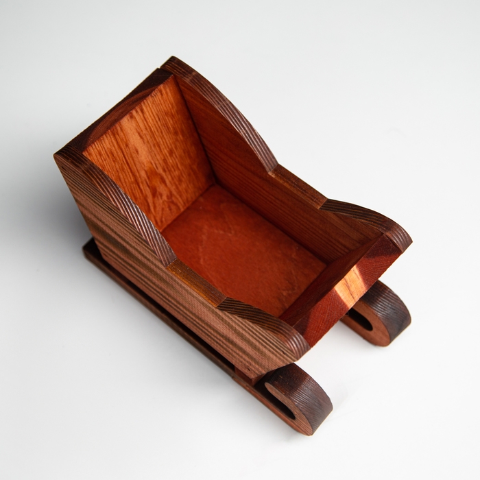 Новый год. Кашпо деревянное 20×12×13 см  Новый год. Кашпо деревянное 20×12×13 см "Санки", брашированный Дарим Красиво