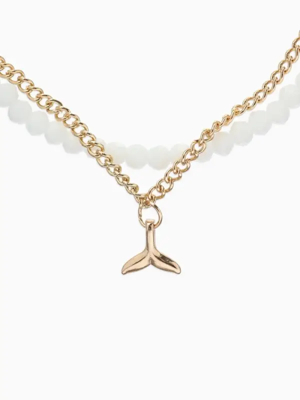 Браслет на ногу &laquo;QF. Хвост русалки&raquo;, два ряда, L= 28.5 см, белый в золоте