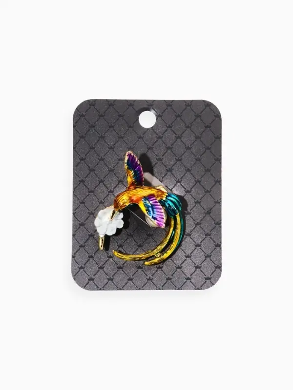 Брошь &laquo;Колибри с бусиной&raquo;, цветная в золоте