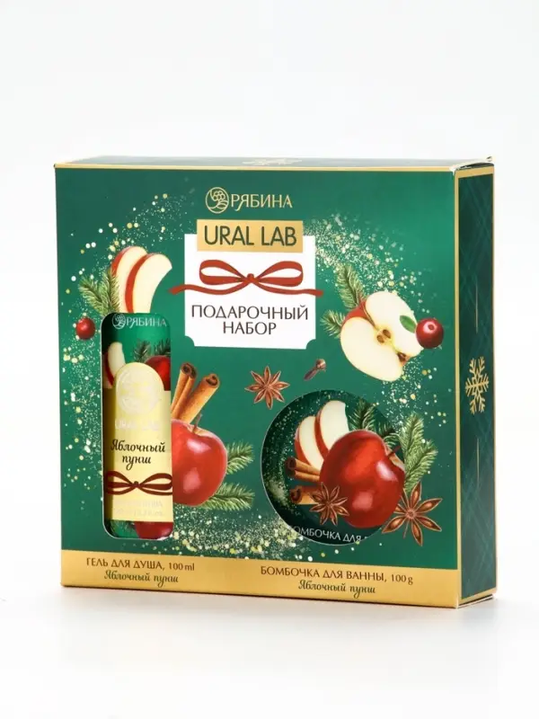 URAL LAB Арома Саунд Набор гель для душа и бомбочка для ванны, 100 гр, яблочный пунш URAL LAB Арома Саунд Набор гель для душа и бомбочка для ванны, 100 гр, яблочный пунш