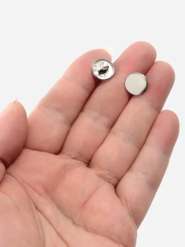 Пуговицы на ножке, металлические, d=11 мм, набор 10 шт., глянцевые, цвет серебряный