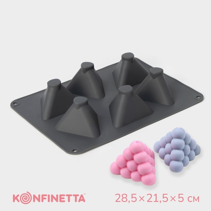 Форма для выпечки и муссовых десертов KONFINETTA «Рафаэль», силикон, 28,5×21,5×5 см, 6 ячеек (7×4,9 см), цвет серый Форма для выпечки и муссовых десертов KONFINETTA «Рафаэль», силикон, 28,5×21,5×5 см, 6 ячеек (7×4,9 см), цвет серый