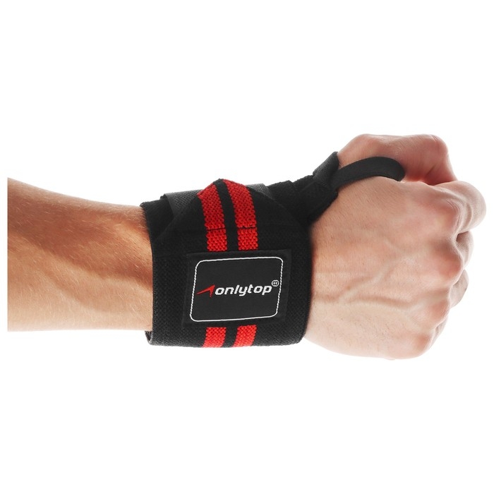 Бинты для фиксации запястья ONLYTOP, цвет черный/красный Бинты для фиксации запястья ONLYTOP, цвет черный/красный