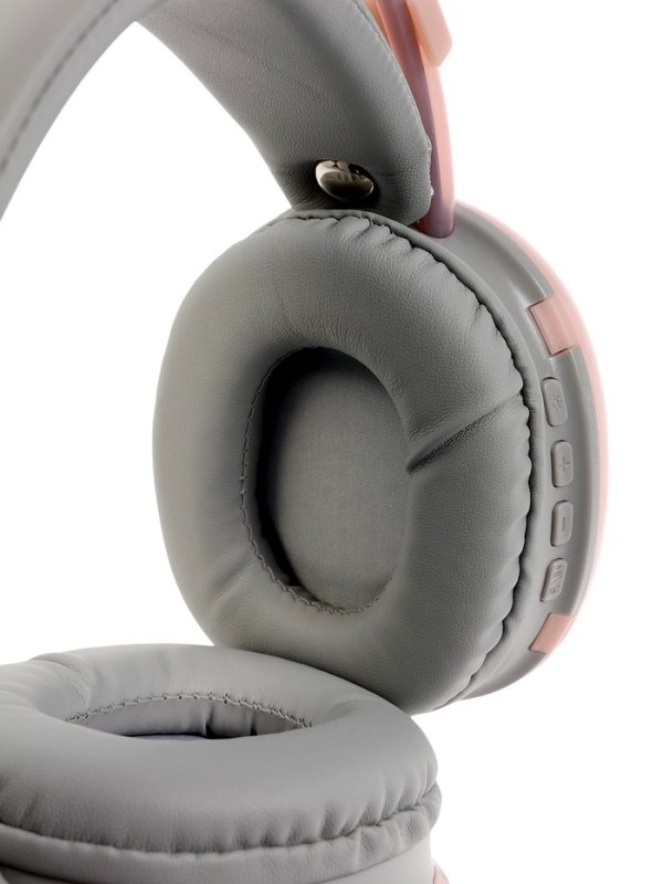 Наушники полноразмерные Mybit W-33, RGB подсветка, BT5.3, 800 мАч, Type-C, розовые