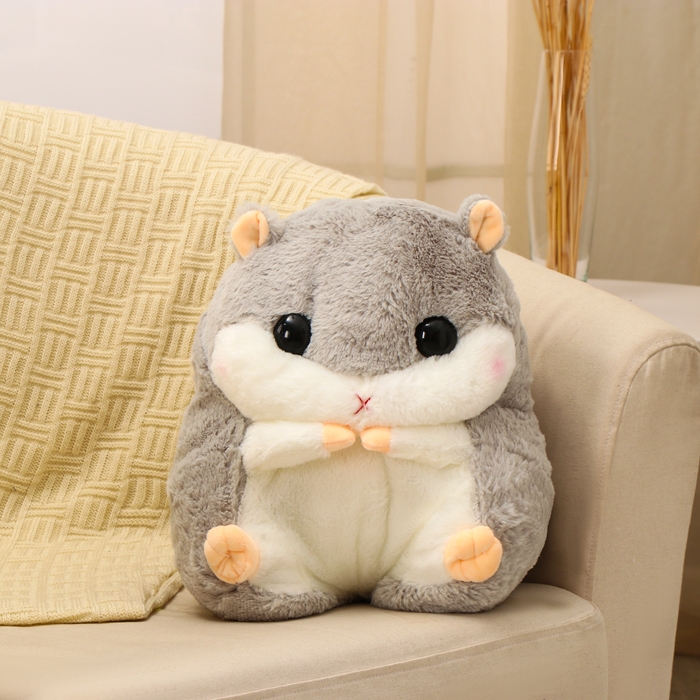 Мягкая игрушка «Хомяк» с пледом, 30 см, цвет серый