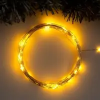 Гирлянда &laquo;Нить&raquo; 10 м, роса, IP20, серебристая нить, 100 LED, свечение жёлтое, 12 В