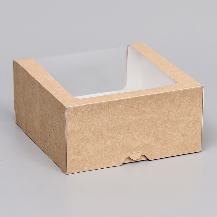 Кондитерская упаковка с окном, крафт, 21 х 21 х 10 см Кондитерская упаковка с окном, крафт, 21 х 21 х 10 см