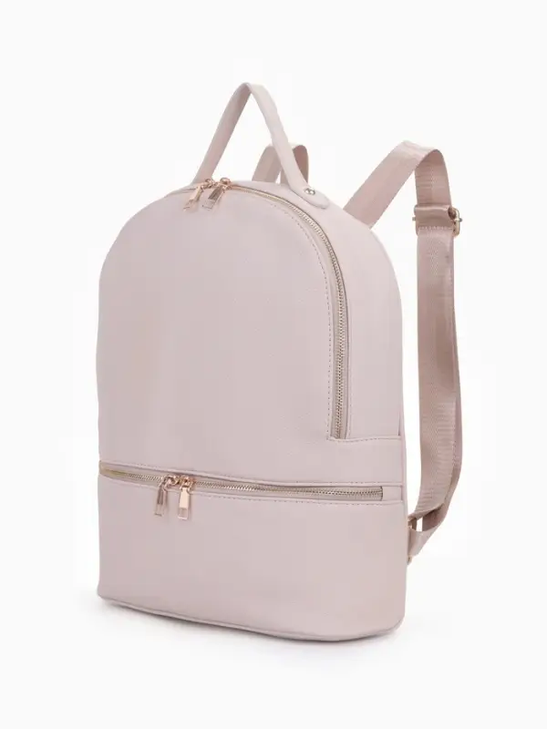 Рюкзак женский на молнии, с карманами, размер 27&times;10&times;34 см, бежевый