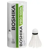 Набор воланов для бадминтона BOSHIKA PRO-100N, 3 шт., перо, 3 г, в тубе, белый