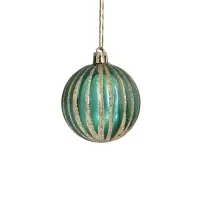 Ёлочные игрушки &laquo;Агнет&raquo;, шары новогодние, d=6 см, набор 12 шт., полосы, блеск, зелёный/золотистый