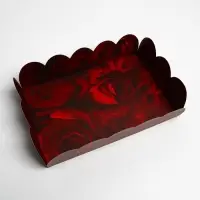 Коробка для печенья, кондитерская упаковка с PVC крышкой, &laquo;Розы&raquo;, 20 х 30 х 8 см