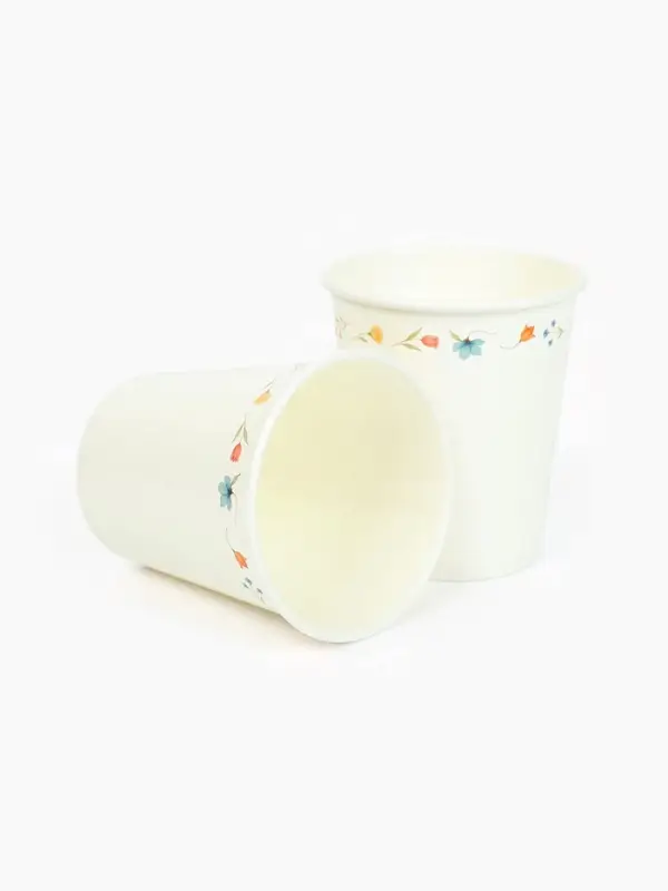 Стакан одноразовый бумажный «Керамика с цветами», белый, 250 мл