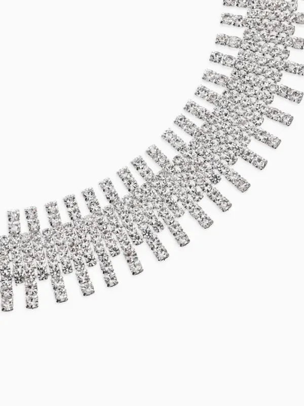 Набор 2 предмета: серьги, колье со стразами &laquo;Лёд. Клавиши&raquo;, d=13.5 см, белый в серебре