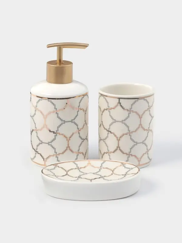 Набор аксессуаров для ванной комнаты Доляна &laquo;Сицилия&raquo;, 3 предмета, дозатор 350 мл, мыльница, стакан
