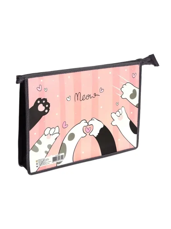 Папка для тетрадей А4 &laquo;Кошачьи лапки&raquo;, молния сверху