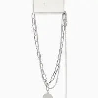 Кулон &laquo;Цепь&raquo;, звенья, 2 нити, цвет серебро, 42 см