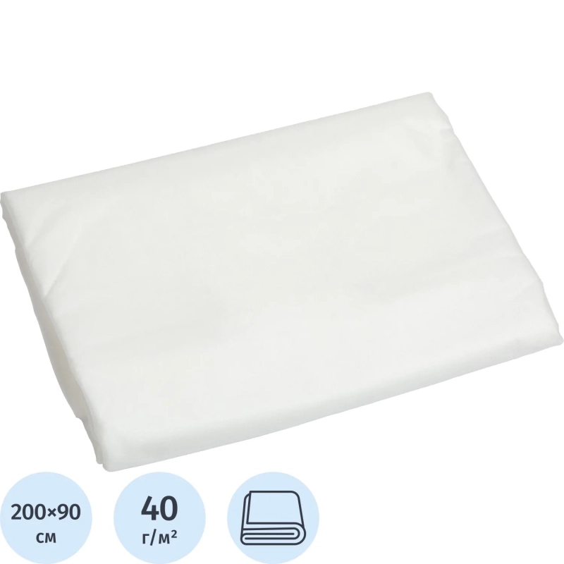 Простыня 90х200, белый (10шт/упак) спанлейс, Выбор, 11819