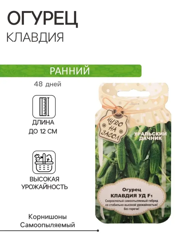 Семена Огурец  Семена Огурец "Клавдия", F1, банка, 10 шт