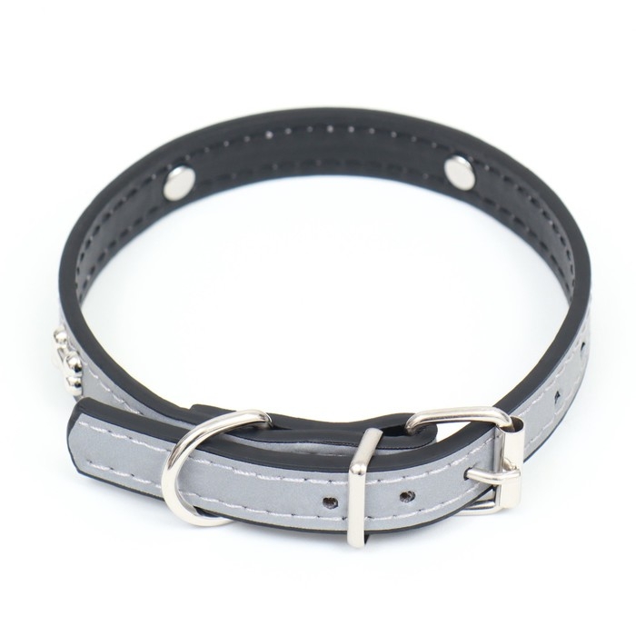 Ошейник с косточками светоотражающий, 37 х 1,3 см, ОШ 26-33, чёрный Ошейник с косточками светоотражающий, 37 х 1,3 см, ОШ 26-33, чёрный