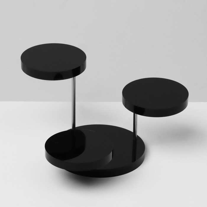 Подставка под кольца круглая, 3 яруса, 11,5&times;10,5&times;7 см, цвет чёрный