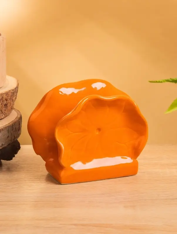 Салфетница "Цветок" керамика, цв. оранжевый, 12х5х10 см