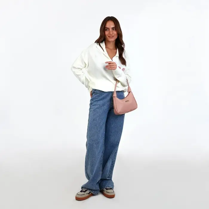 Сумка женская багет на молнии, 25&times;7&times;13.5 см, розовая