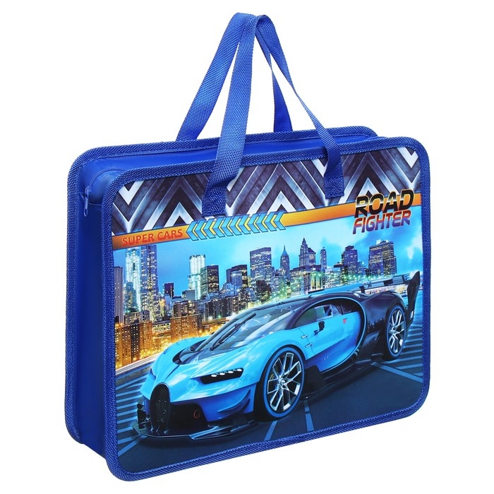 Папка с ручками пластиковая А4 Calligrata  Папка с ручками пластиковая А4 Calligrata "Машина синяя", 32,2х25,6х7 см,