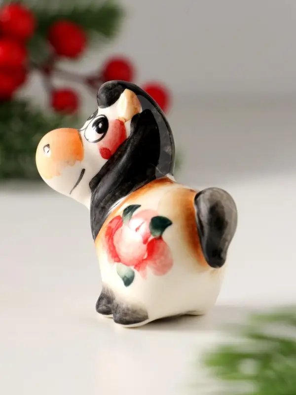 Сувенир Конь Вася, 5,5х6х3см, гжель, цвет Сувенир Конь Вася, 5,5х6х3см, гжель, цвет