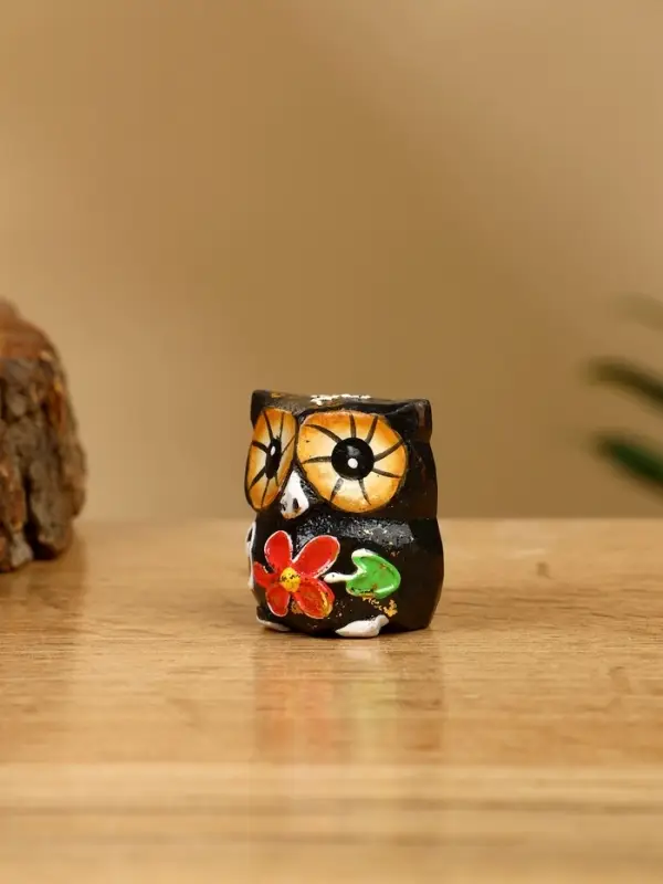 Набор сувенирный "Совята" дерево H 4, 3, 2 см, цв. чёрный