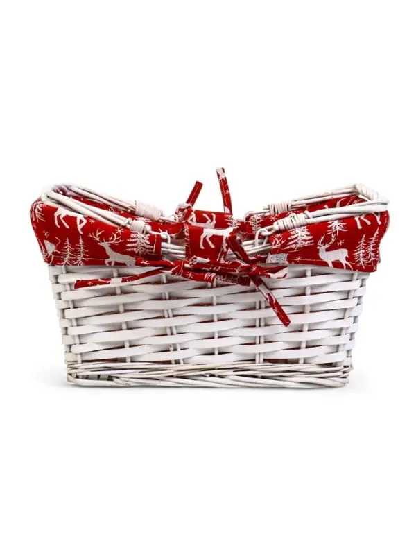 Корзина плетеная 37 х 28 х 18 см, ручка h=13 см белая, НГ ткань красный Корзина плетеная 37 х 28 х 18 см, ручка h=13 см белая, НГ ткань красный