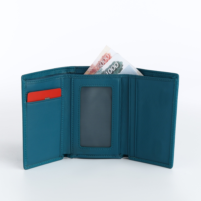 Кошелёк женский на магните, цвет морской волны