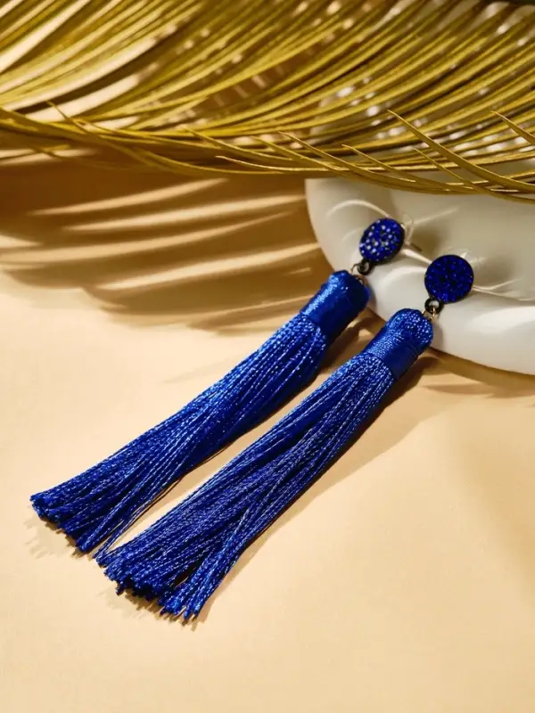 Серьги &laquo;Кисти&raquo;, гармония, синие, L, кистей, 10.5 см
