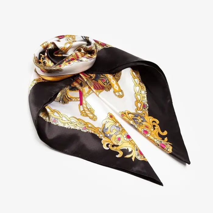 Платок женский MINAKU с узорами, размер 70×70 см, чёрный