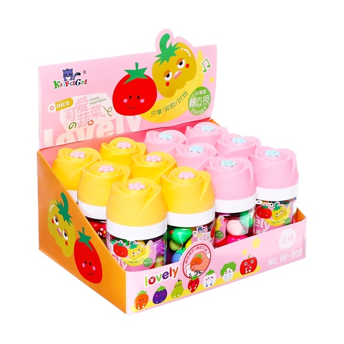 Набор ластиков фигурных 12 штук в пластиковой коробке МИКС Фрукты/Ягоды/Овощи Набор ластиков фигурных 12 штук в пластиковой коробке МИКС Фрукты/Ягоды/Овощи