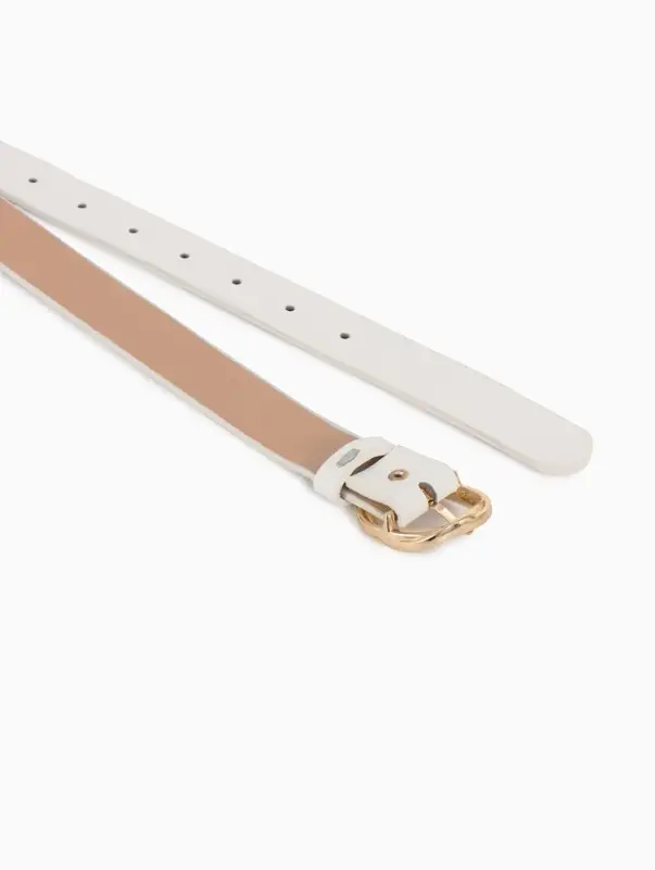 Ремень жен 05-01-01-01, Июнь2510, 2,9*0,3*110 см, без винта, пряж золото, 1 прокол, белый