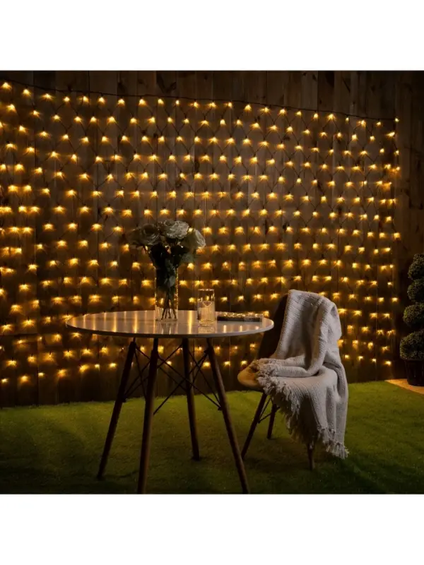 Гирлянда &laquo;Сеть&raquo; 2&times;3 м, IP44, УМС, тёмная нить, 384 LED, свечение тёплое белое, 220 В