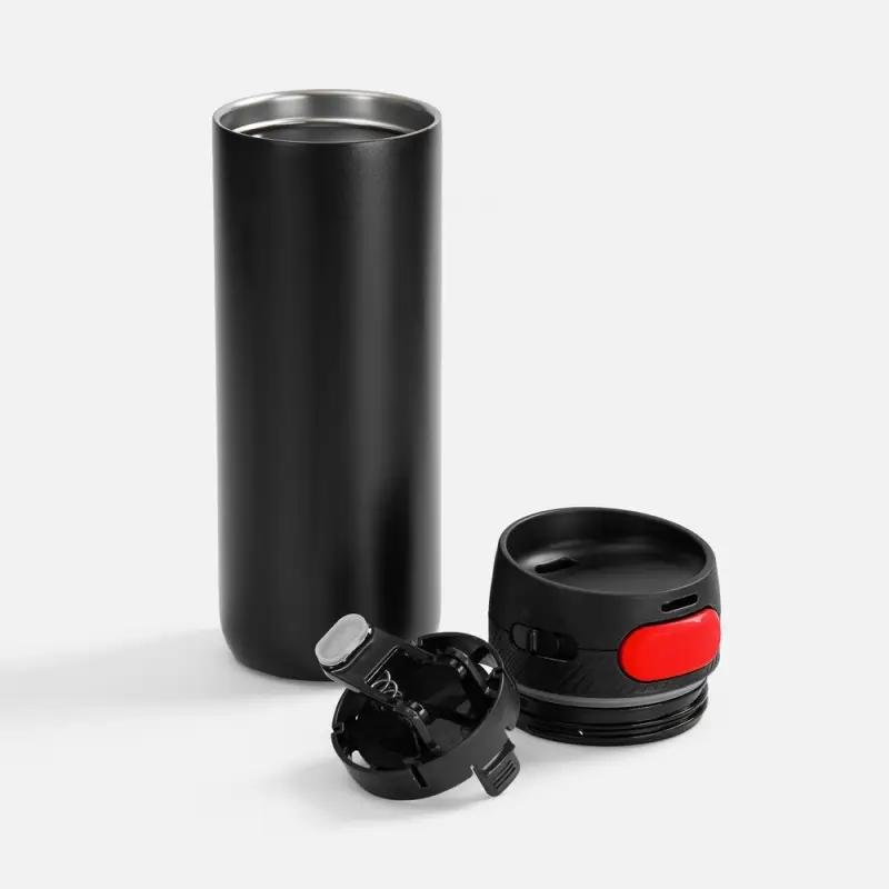 Термостакан X1 с цветной кнопкой, черный с красным