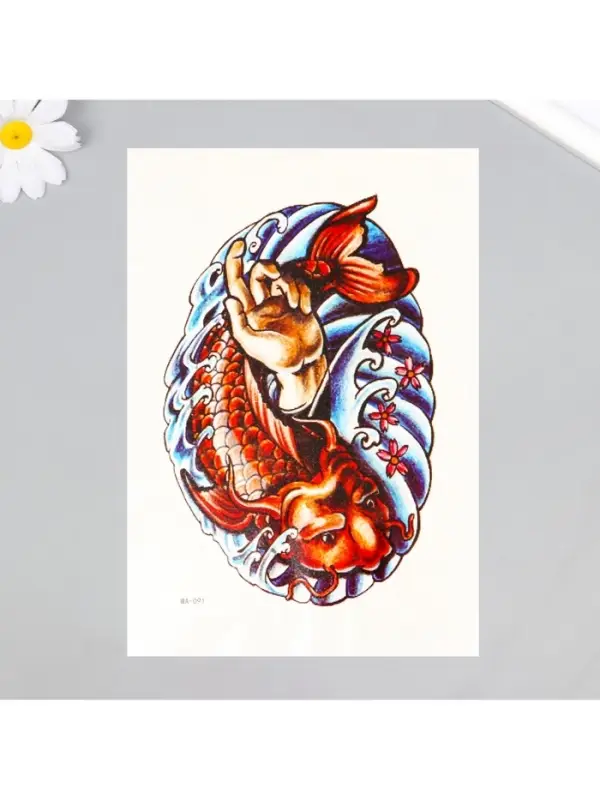 Переводная тату на тело цветная «Красный сом», 26.2×14.5 см