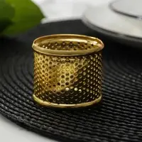 Кольцо для салфетки «Лист», 4×3,5 см, цвет золотой