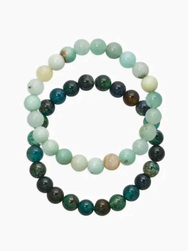 Набор браслетов 2 шт.&laquo;Амазонит и Азурит&raquo;, d=6 см, шар №8, голубой