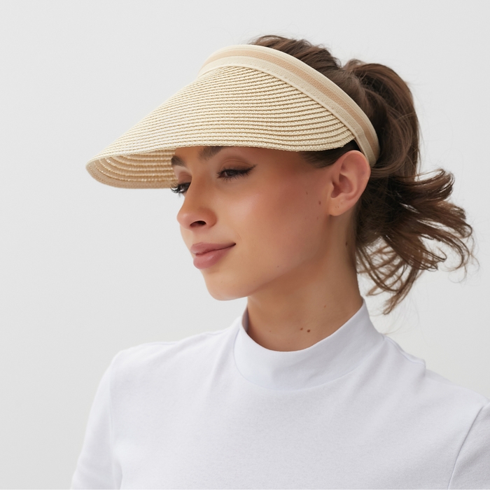 Козырёк женский плетёный MINAKU цвет молочный, р-р  56-58