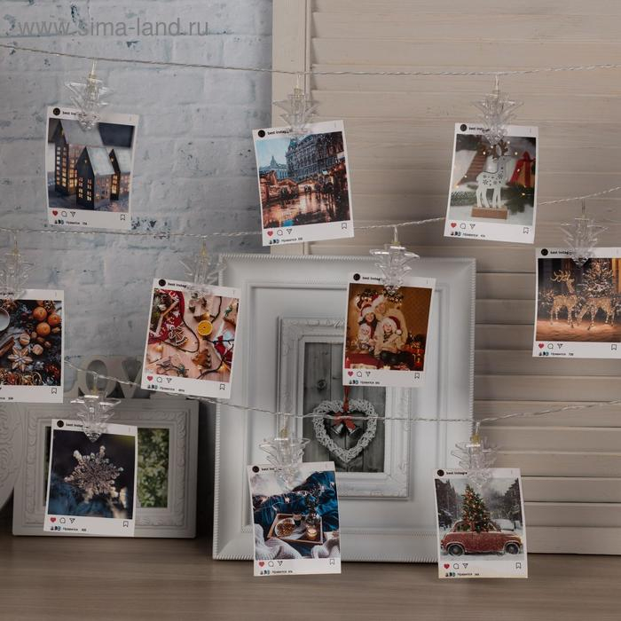 Гирлянда «Нить» 4.5 м с насадками «Прищепки-ёлочки», IP20, прозрачная нить, 20 LED, свечение белое, 220 В Гирлянда «Нить» 4.5 м с насадками «Прищепки-ёлочки», IP20, прозрачная нить, 20 LED, свечение белое, 220 В