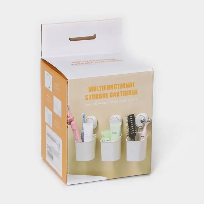 Стакан для зубных щёток на вакуумной присоске, пластик, 9×7,7×19 см, белый