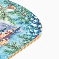 Доска разделочная сувенирная &laquo;С Новым годом! Поезд&raquo;, 27.5&times;19.5&times;0.6 см, дерево, голубая