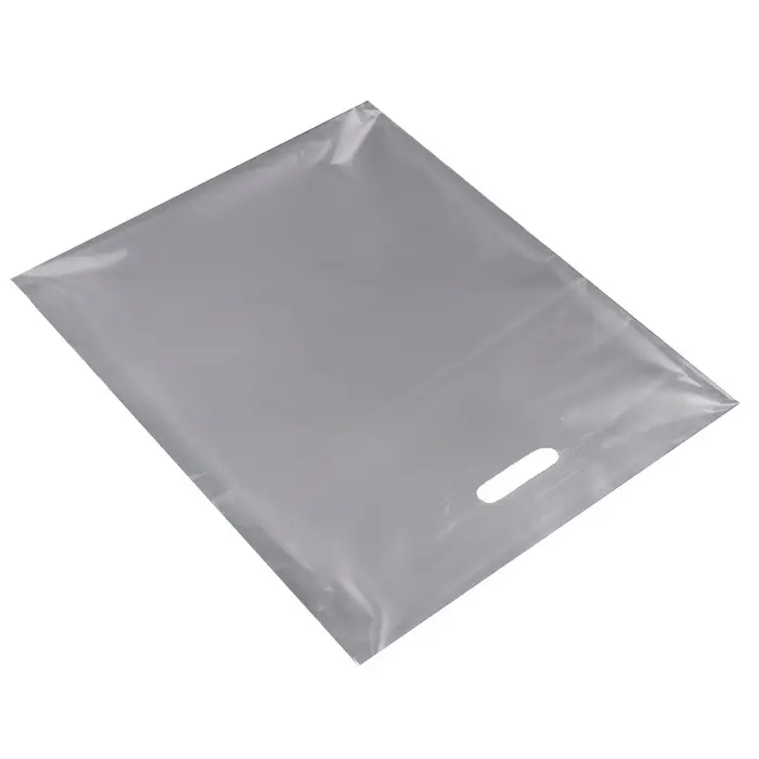 Пакет полиэтиленовый с вырубной ручкой, серебряный 40&times;50 см, 60 мкм